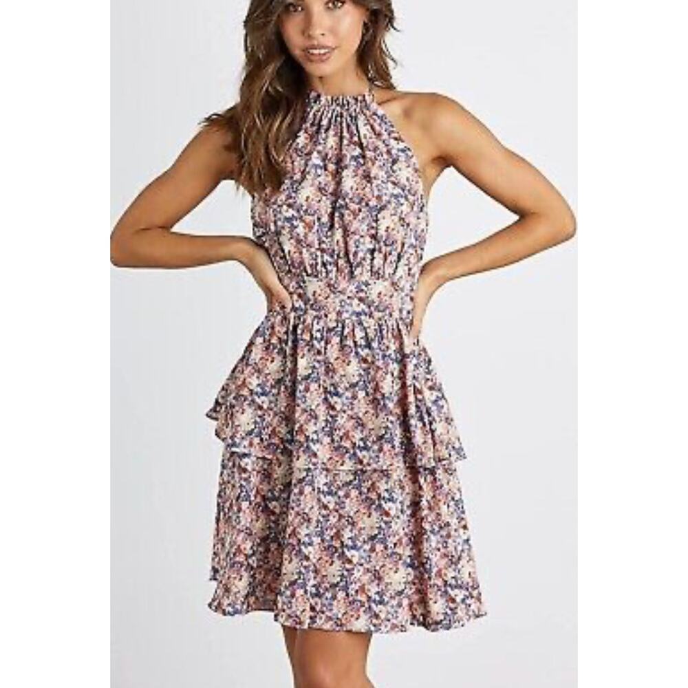 ❤️‍🔥BOGO FREE pretty garden Floral Halter Tiered Mini Dress smocked boho